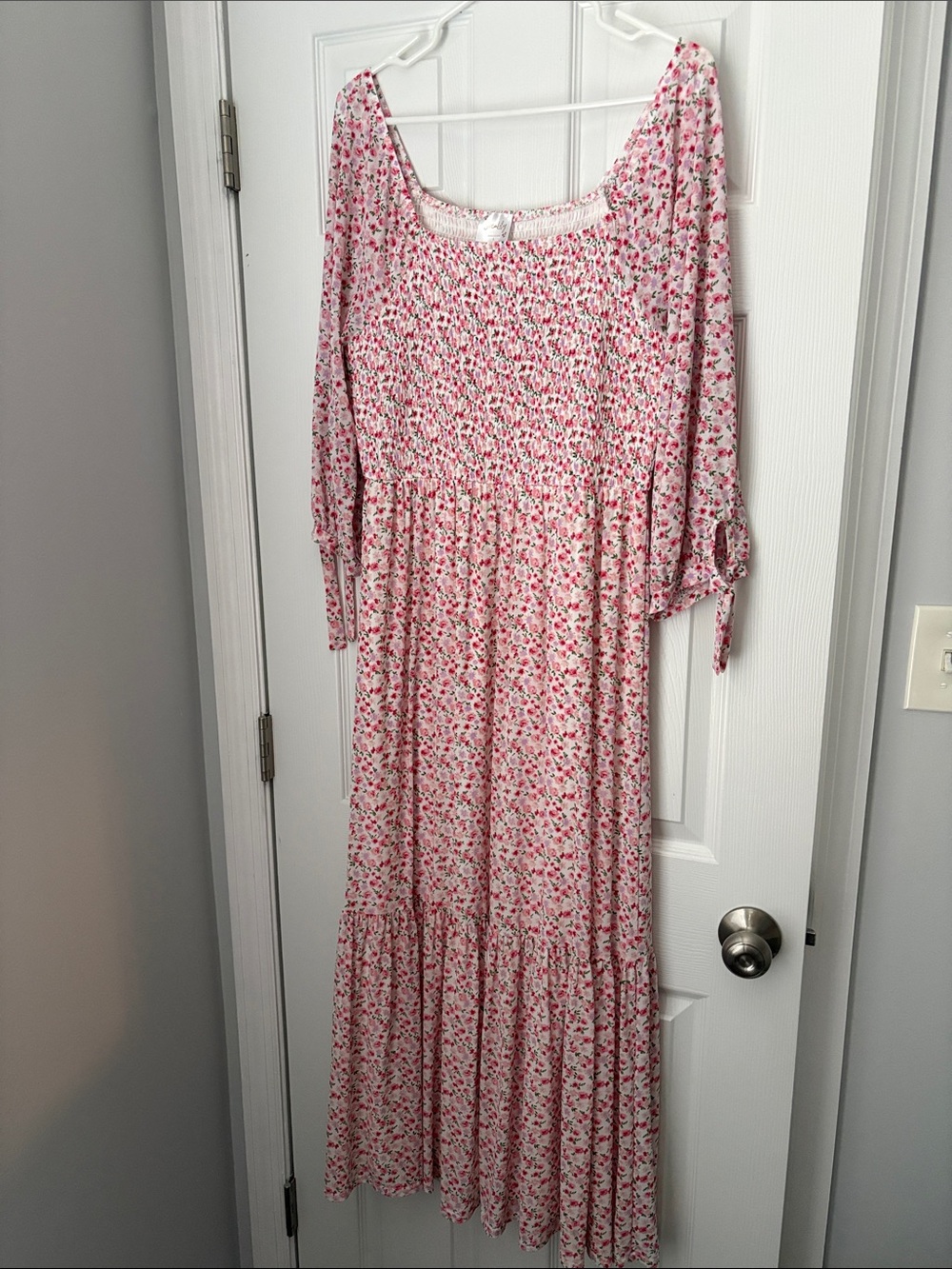 Siren Lily Pink Floral Smocked Maxi with Tiered Skirt